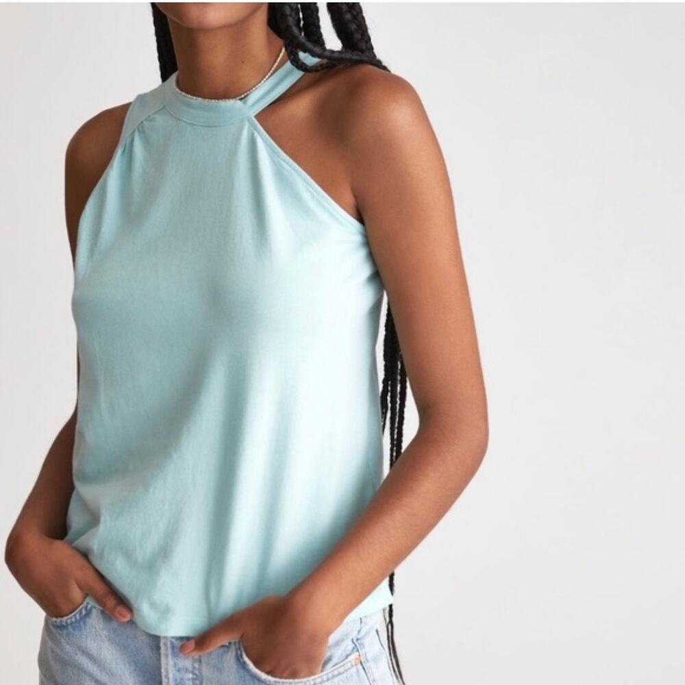NWT by Anthropologie Asymmetrical Cutout Tank - Sky - Small